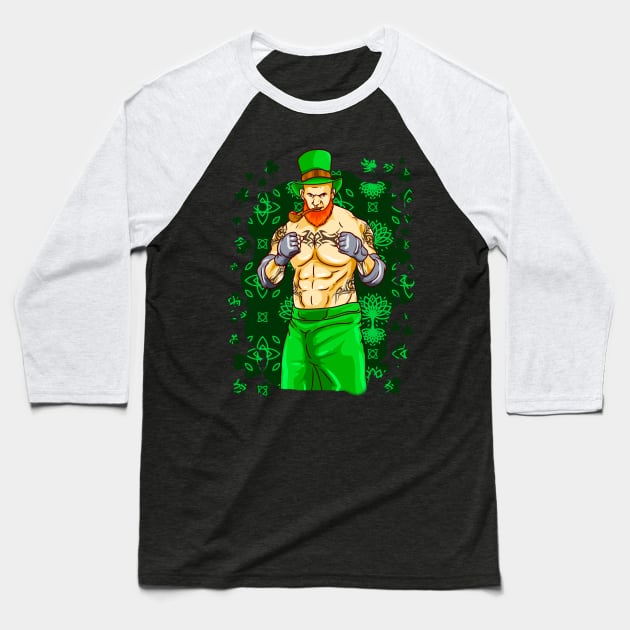 Irish MMA Leprechaun Fighter Jiu Jitsu Muay Thai Martial Art St Patricks Day Baseball T-Shirt by E